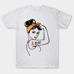 Unbreakable Believe Orange Ribbon Leukemia Awareness Women T-Shirt